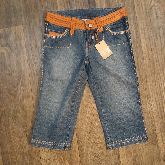 NWT My Tribe Leather and Copper Western Bermuda Jean Shorts. - Picture 3 of 13